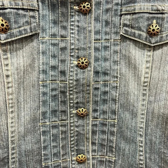 Christopher & Banks Blue Denim Jean Jacket w Stretch size Small - Picture 2 of 8